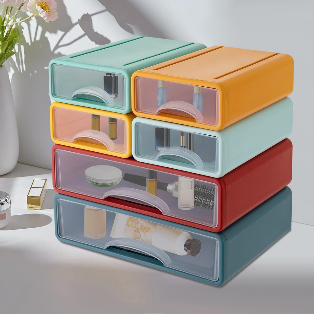 6PCS Drawers Stackable Organizer Case Desktop Drawer Storage Organizers