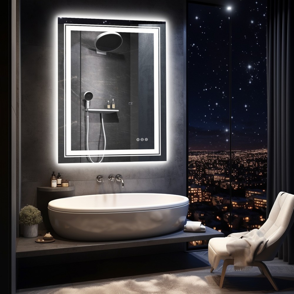 Upgrade Lighting Strips LED Bathroom Vanity Mirror Front Light& Backlit Antifog