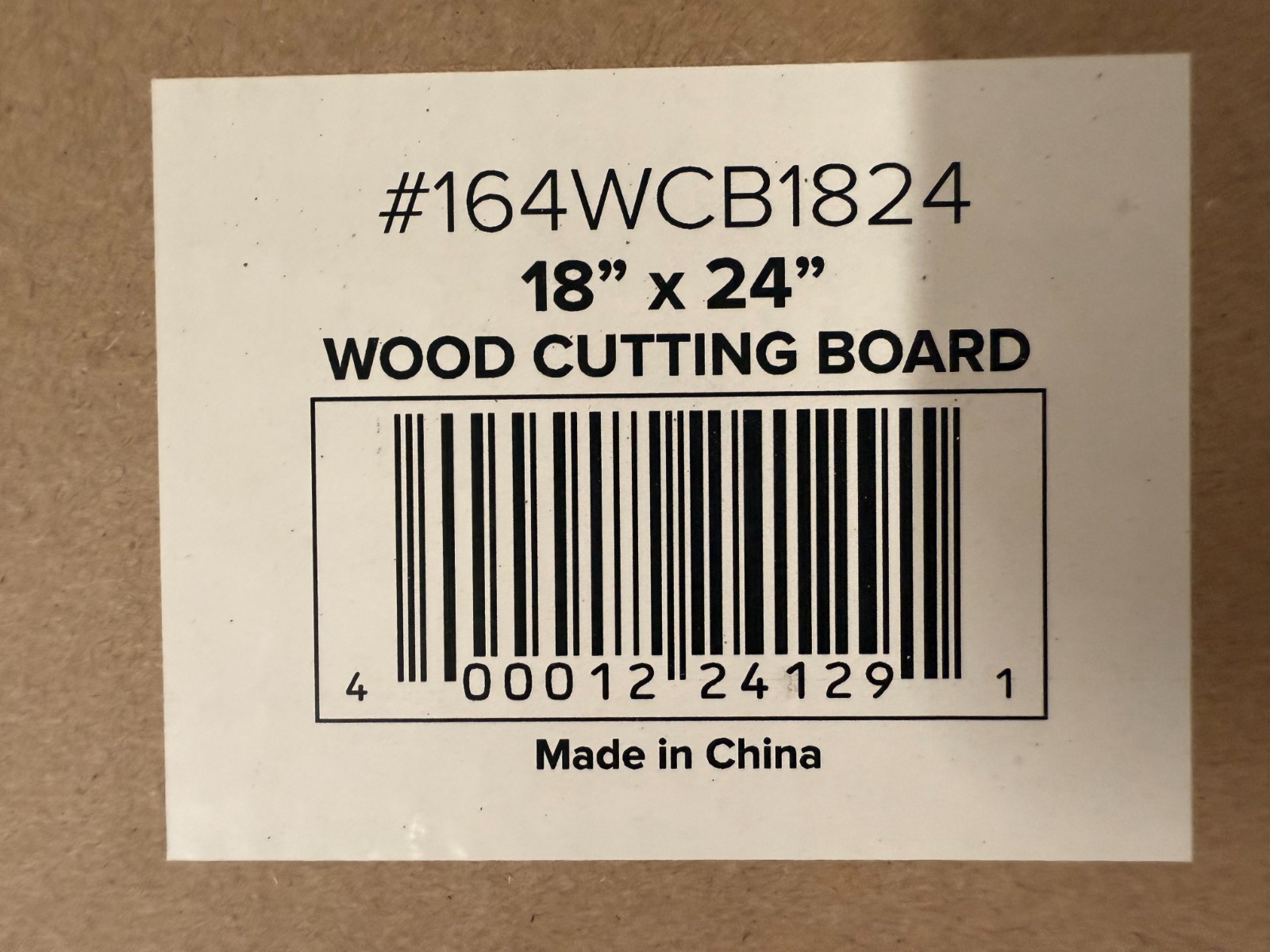 Winco Choice 18" x 24" x 1.75" Medium Tan Wooden Cutting Board /Prep # WCB-1824