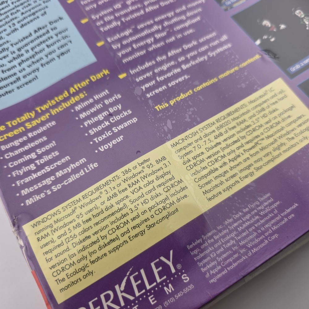 Berkeley Systems Totally Twisted After Dark Screen Saver Mac CD-ROM Sealed Warp