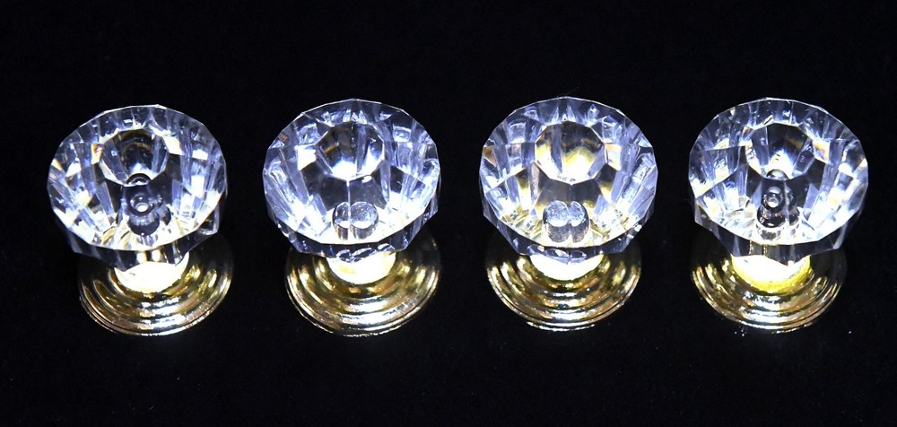 4 NEW UNUSED FACETED LUCITE DRAWER PULLS KNOBS