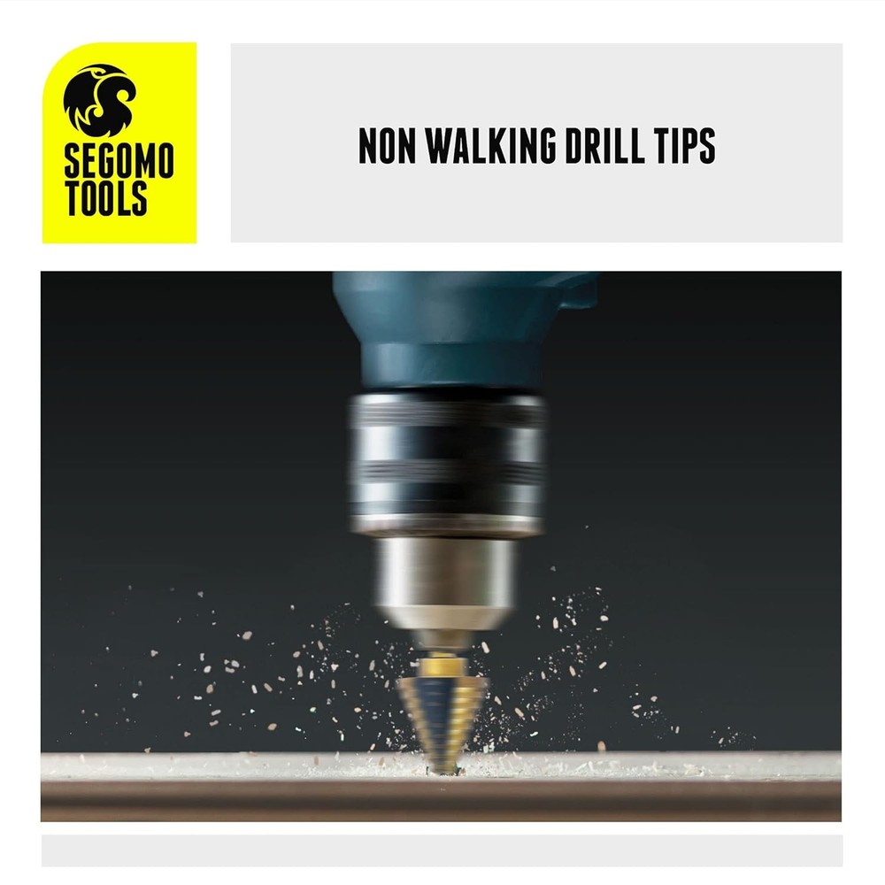 Segomo Tools 5 Piece SAE Multiple Hole 50 Sizes HSS Step Drill Bit Set with...