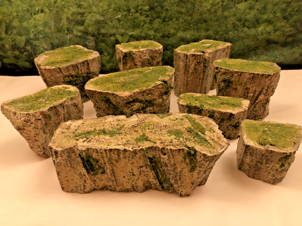 WARGAMING TERRAIN GRASSY MOUNTAIN CLIFFS MODULAR SET OF 9