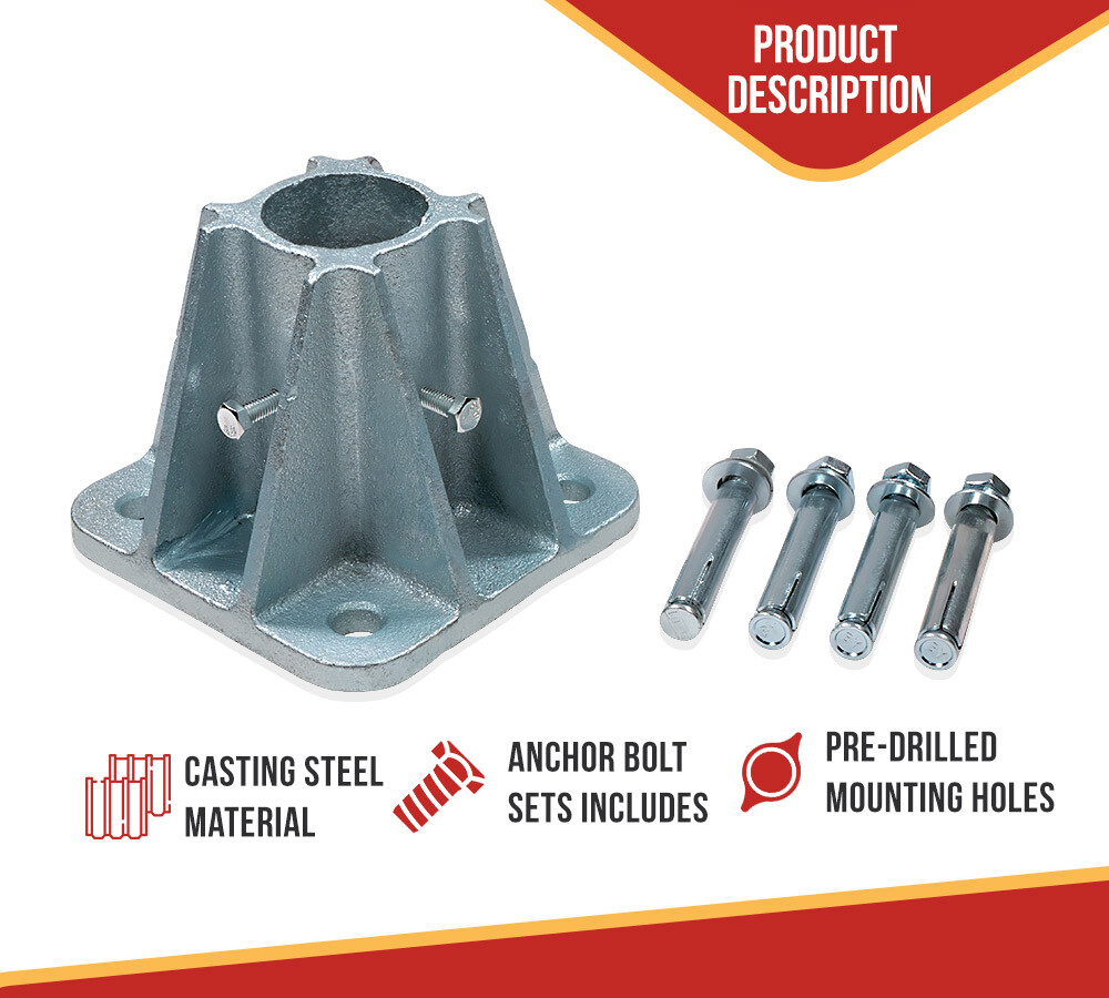 4 Pack 4"X4" Steel Safety Railing Single Mounting Socket for Construction Sites