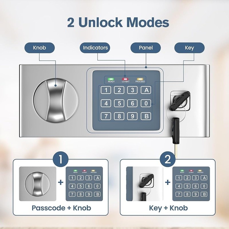 Compact Safe Box Electronic Lock Removable Shelf Anti-Theft Security System New