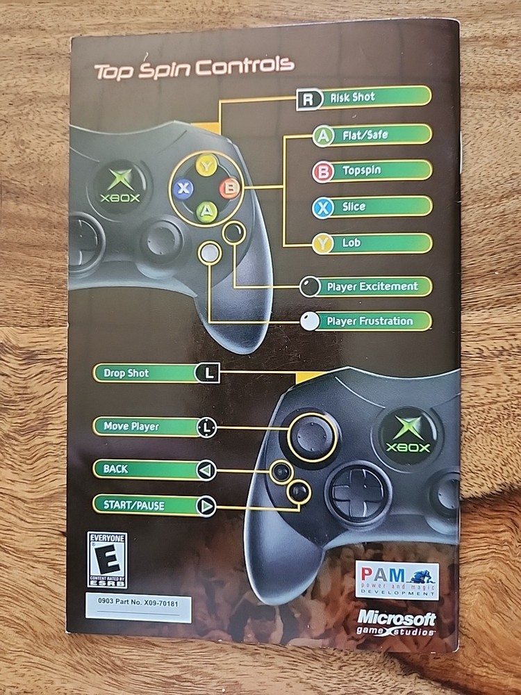 Top Spin (Microsoft Xbox, 2003) Manual