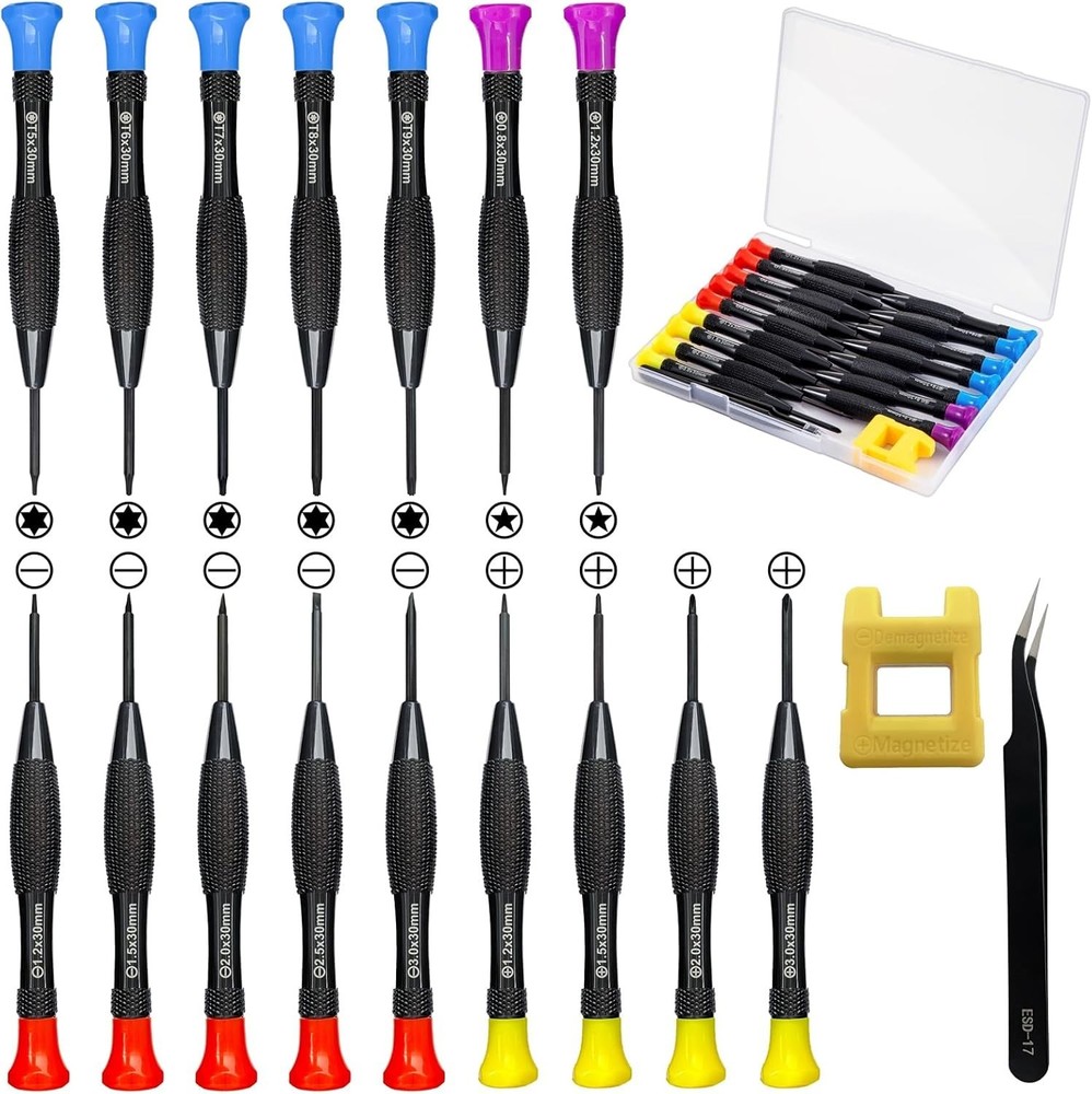 18PCS Mini Precision Screwdriver Set With Case, Magnetic Small Flathead