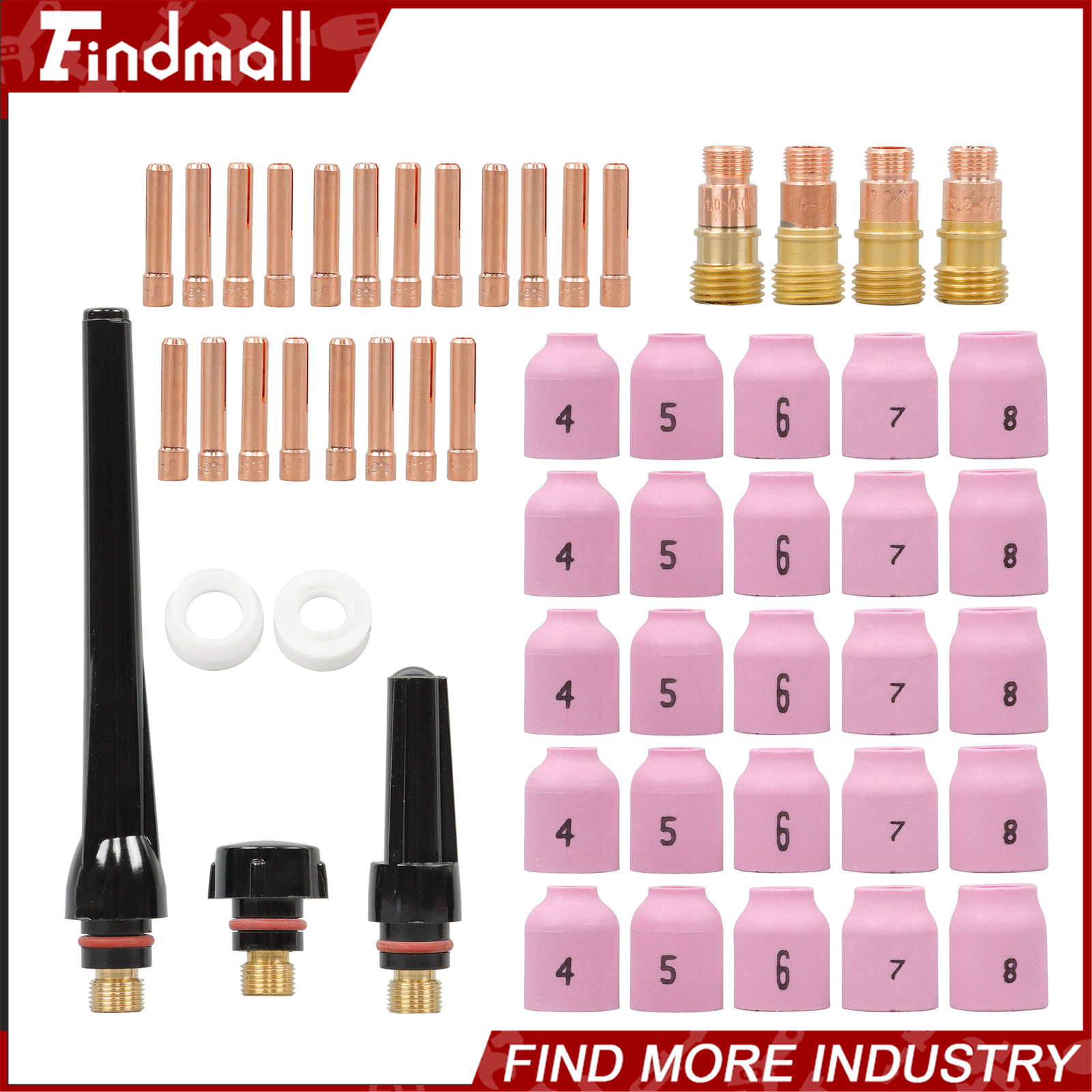 Findmall 58 Pack TIG Welding Torch Kit 040"~1/8" Gas Lens Setup For WP-9/20/25