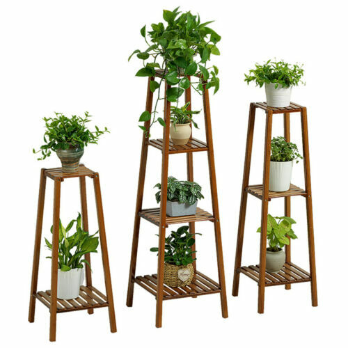 2/3/4-Tier Corner Tall Plant Stand Planter Wood Rack Flower Pots Holder Holder