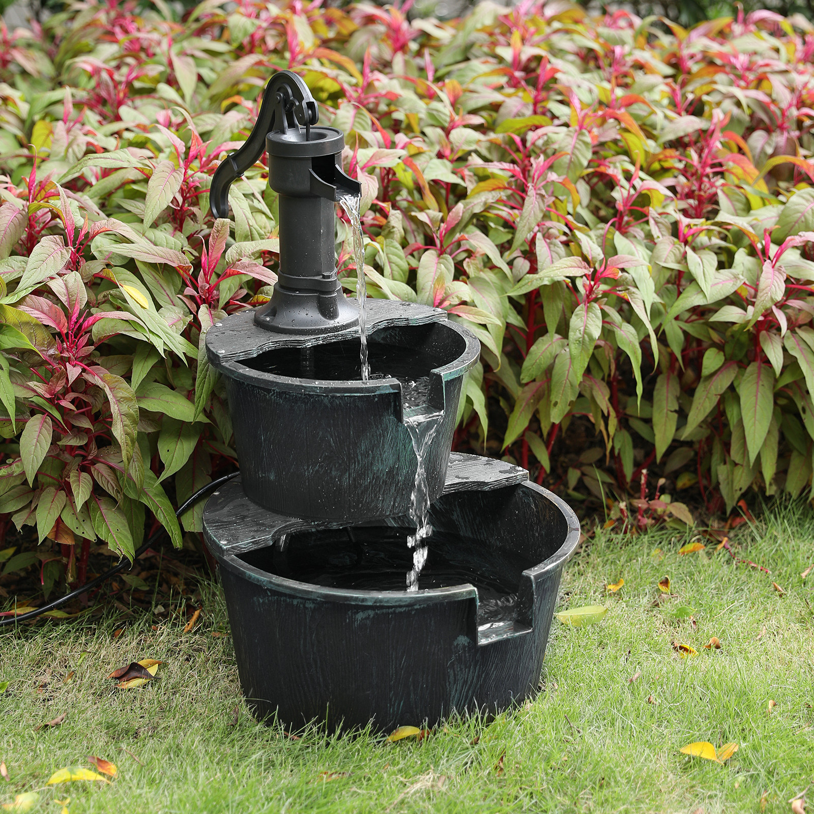 2-Tier Bird Bath Pedestal Fountain 27-Inch Outdoor Garden Decor