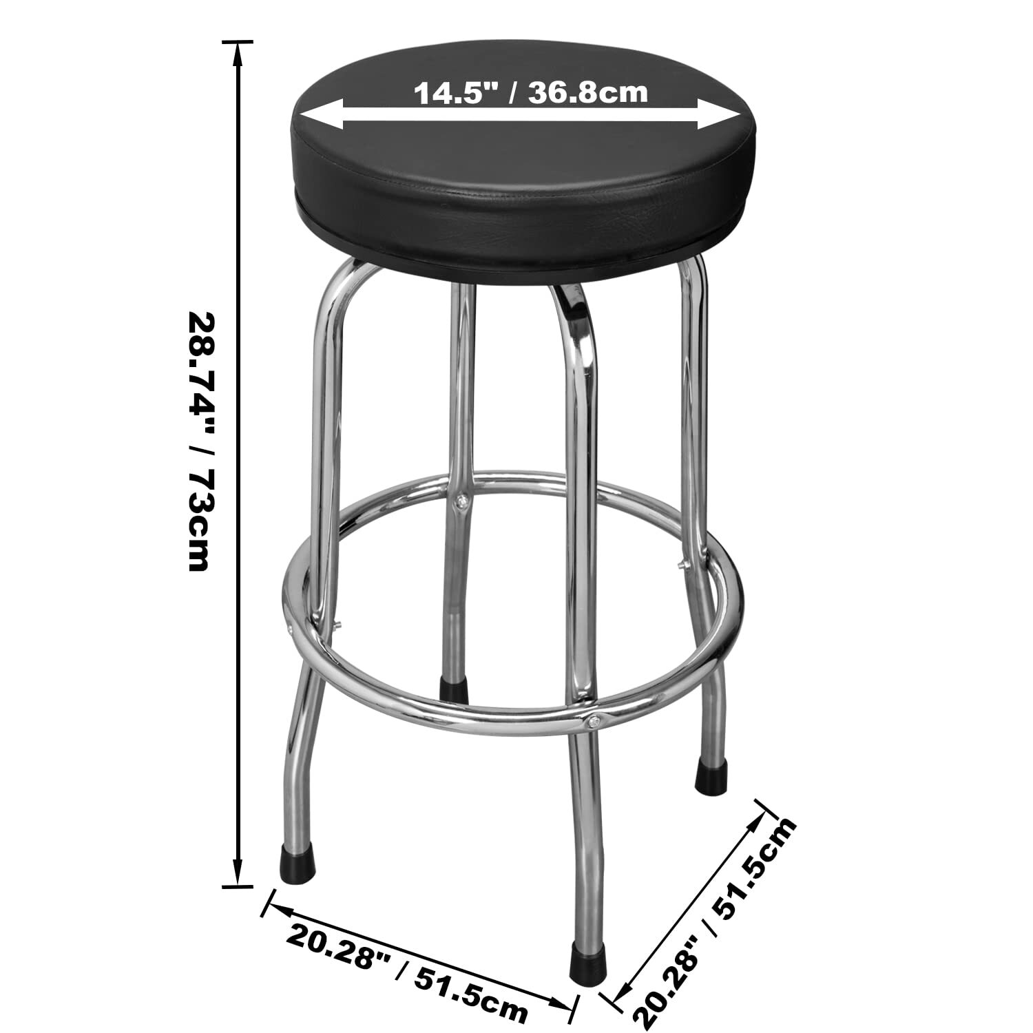 Torin Swivel Bar Stool Padded Garage/Shop Seat Plated Legs, Black, ATRP6185B