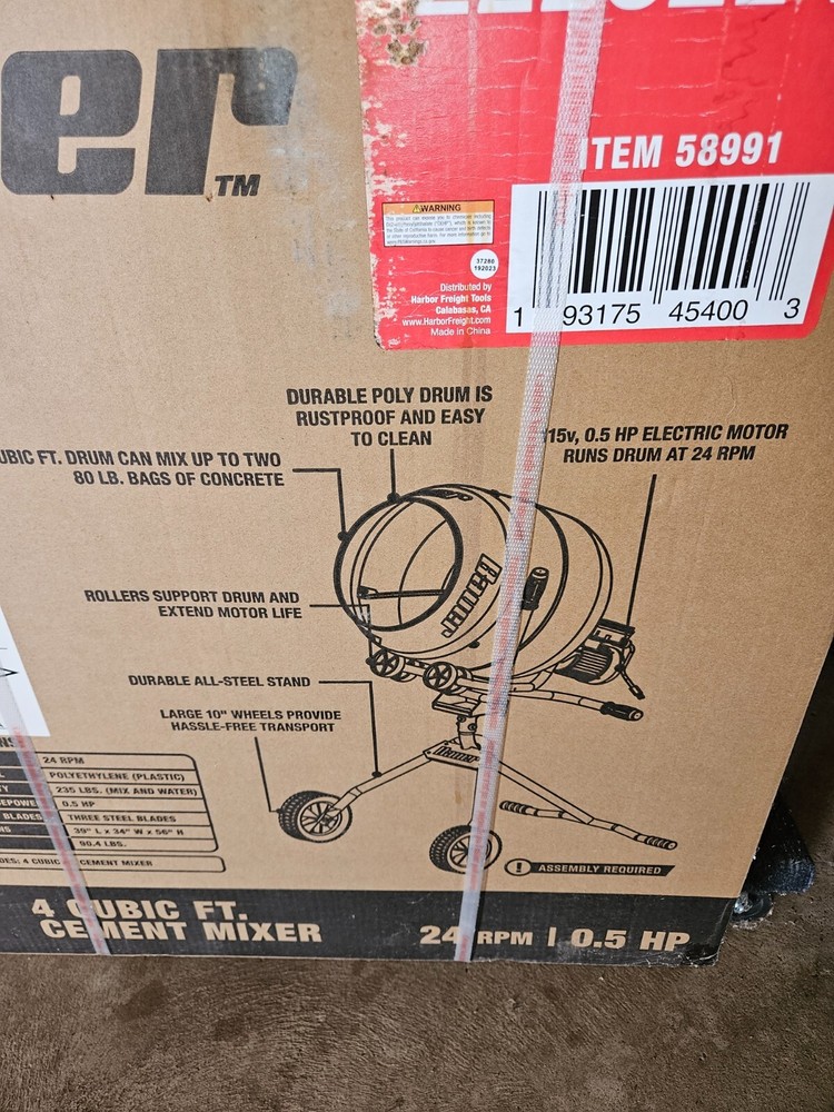 Bauer 4 Cu-Ft Cement Mixer