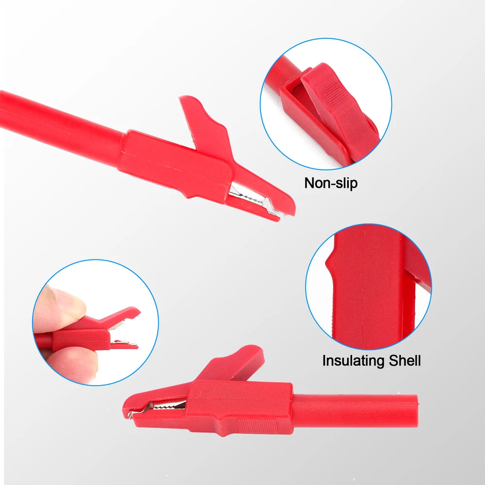 10PC 4mm Stackable Banana Plug to Test Hook Clip Test Leads & Alligator Clips