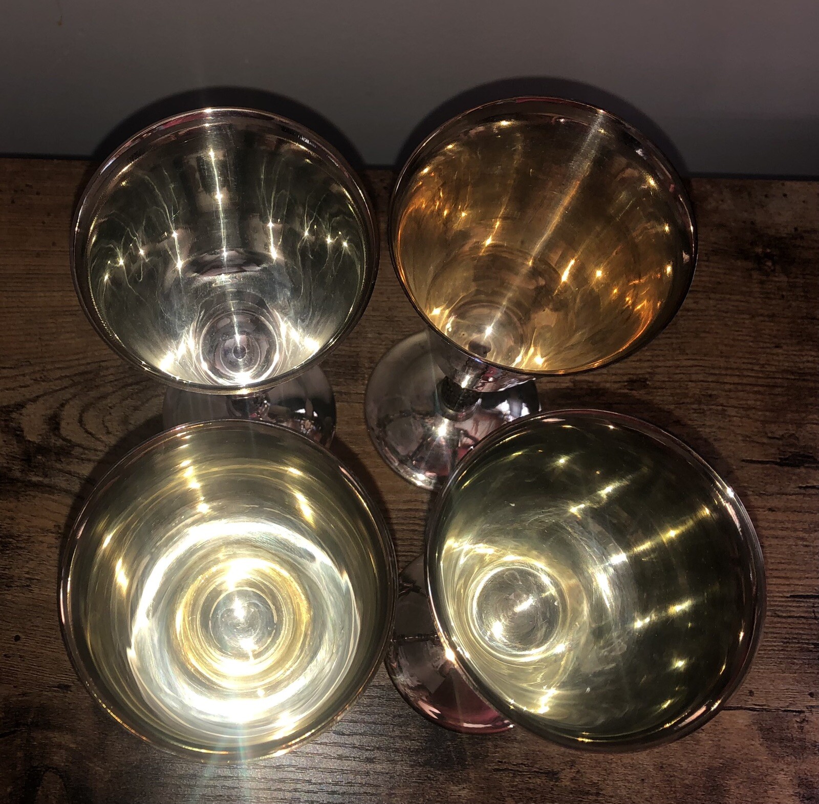 (12) Vintage Alfonso Lara Silverplate Wine Cups Goblets Spain Vine Twisted Stem