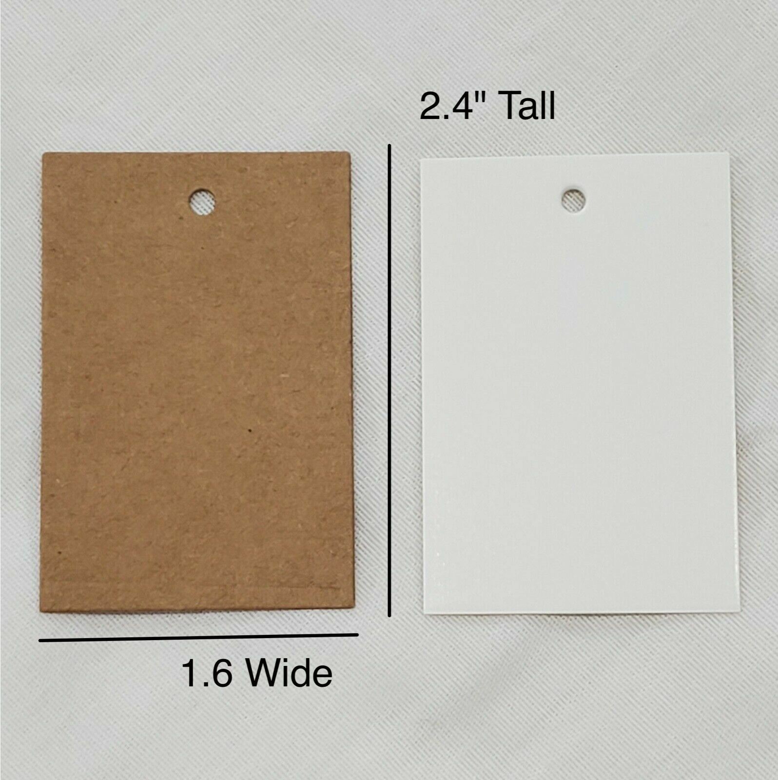 100 Blank Kraft White- Unstring Gift Hang Tags Price Inventory Cardstock Tags
