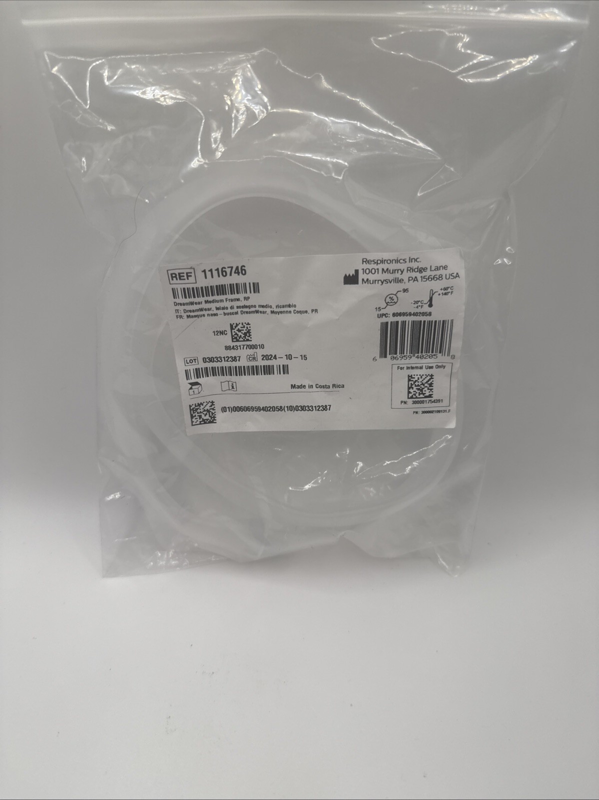 Healthcare Respironics Dreamwear Frame, Medium NEW