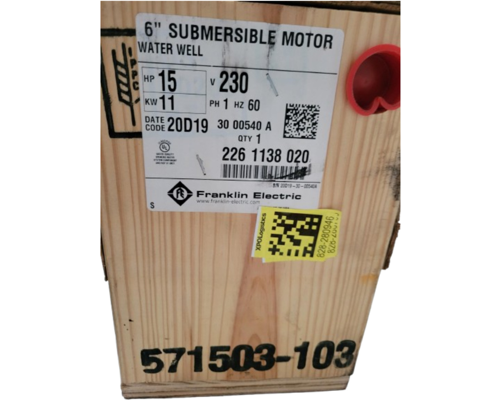 Franklin Electric 6" 15-HP 230-Volts 60-Hz Single-Phase 3-Wire Submersible motor