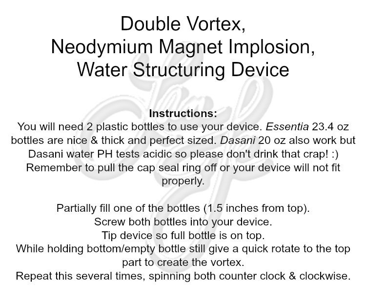 Double Vortex, Magnetic Implosion, Water Structuring Device - 4 magnet array