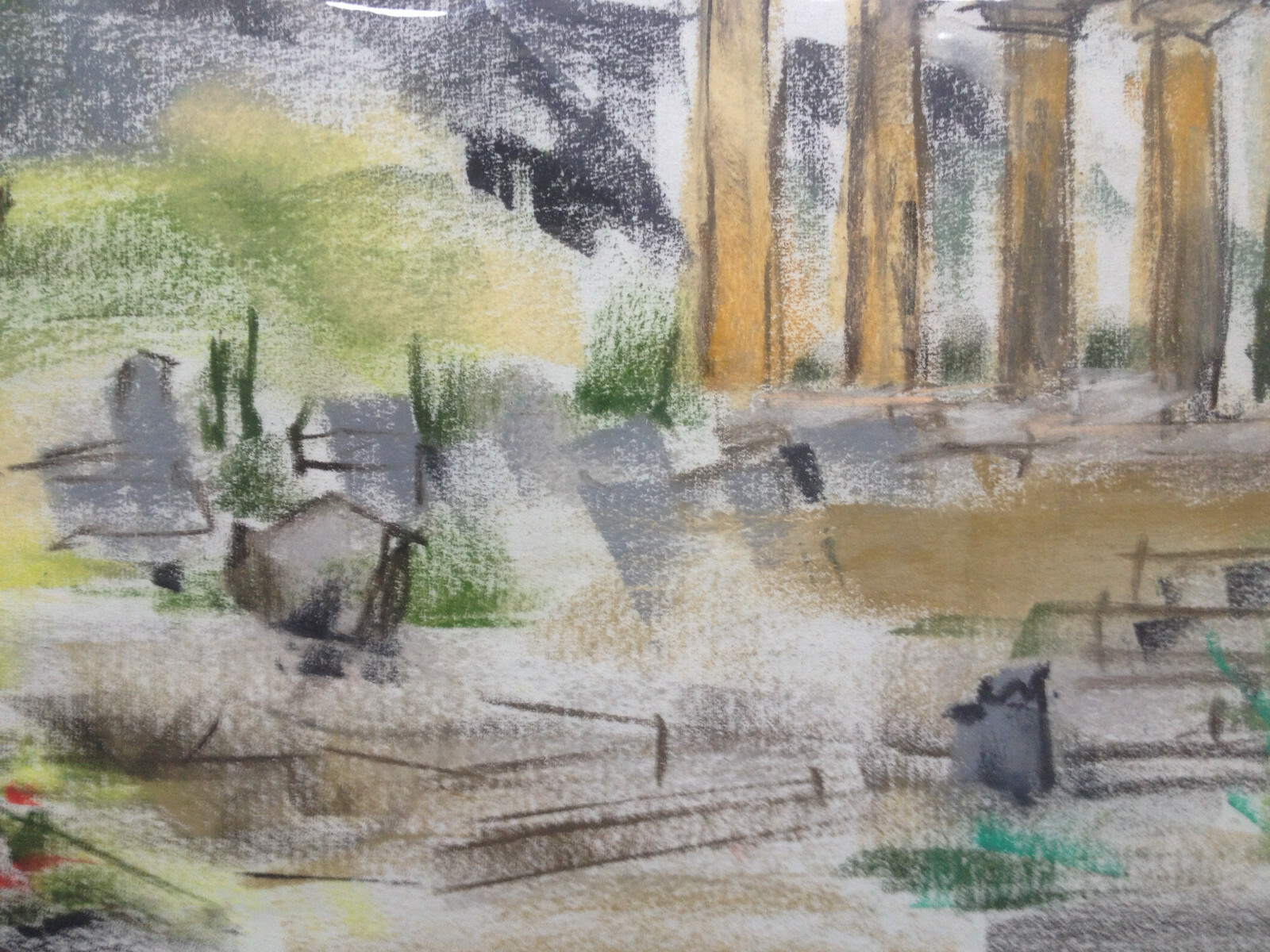 ::FRANZ EHMKE *1928 -2018 °GREECE ACROPOLIS AFTER CORFU COLUMNS SIGNED