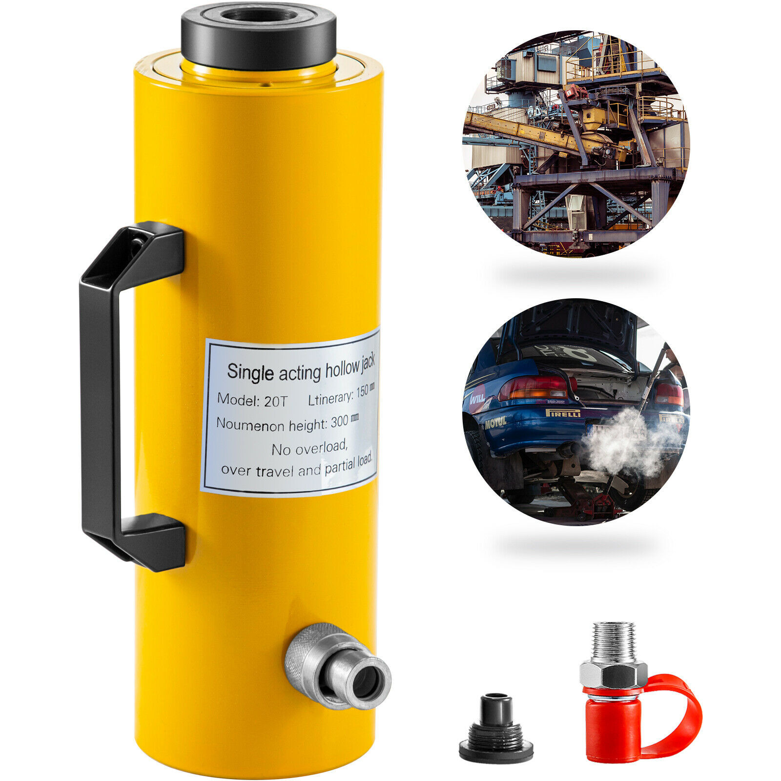 Hollow Ram Hydraulic Cylinder Jack 30 Ton / 66000 lbs Single Acting 4" Stoke