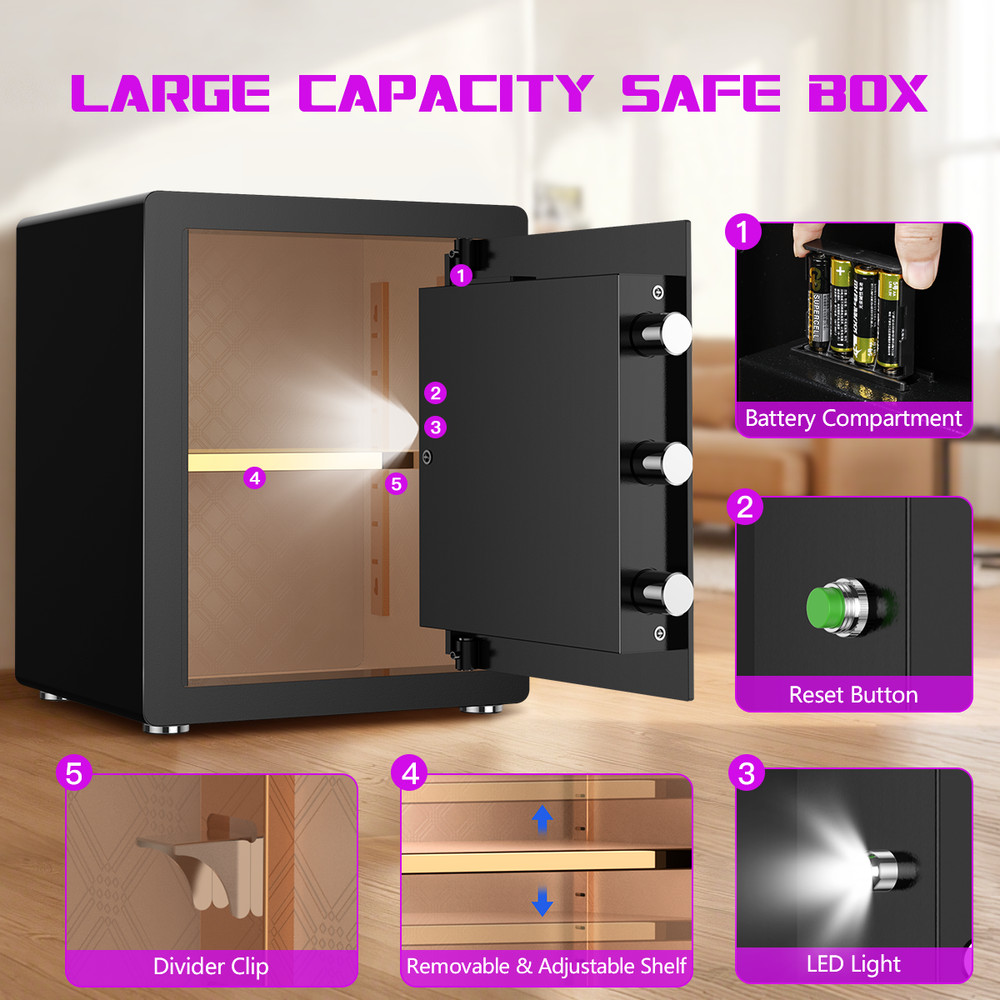 3.0 Safe Box Adjustable Shelf Digital Panel for Home Office Anti-Theft Security
