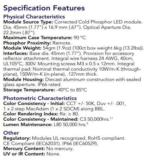 Power LED, Round LED, XSM8030-1300-C, 16VDC, 0.7Amp, 700mA, 11.3W, 1300lm, 3000K