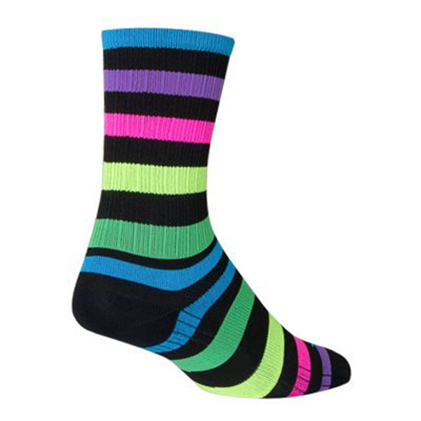 SockGuy Night Bright Cycling Socks 5-9 Black/Multi