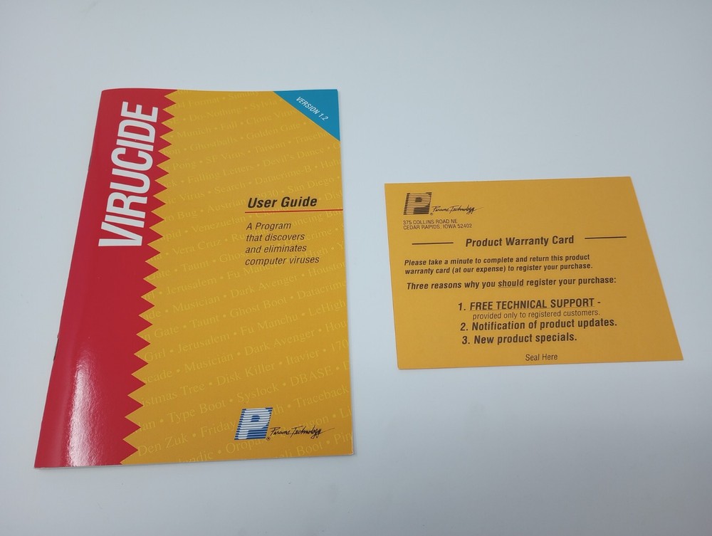 Virucide Version 1.2 User Guide (Parsons Technology, 1990) Manual & Insert Only
