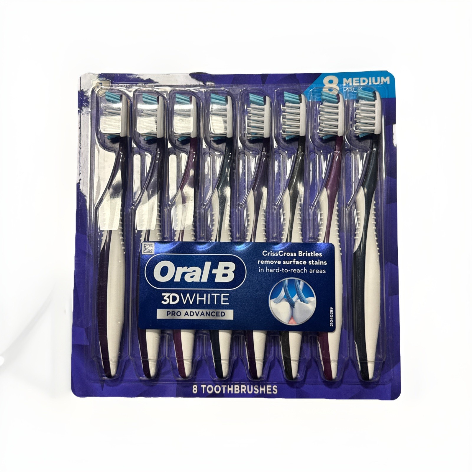 Oral-B 3D White Pro Advanced Toothbrush, Medium Bristle, 8-pack