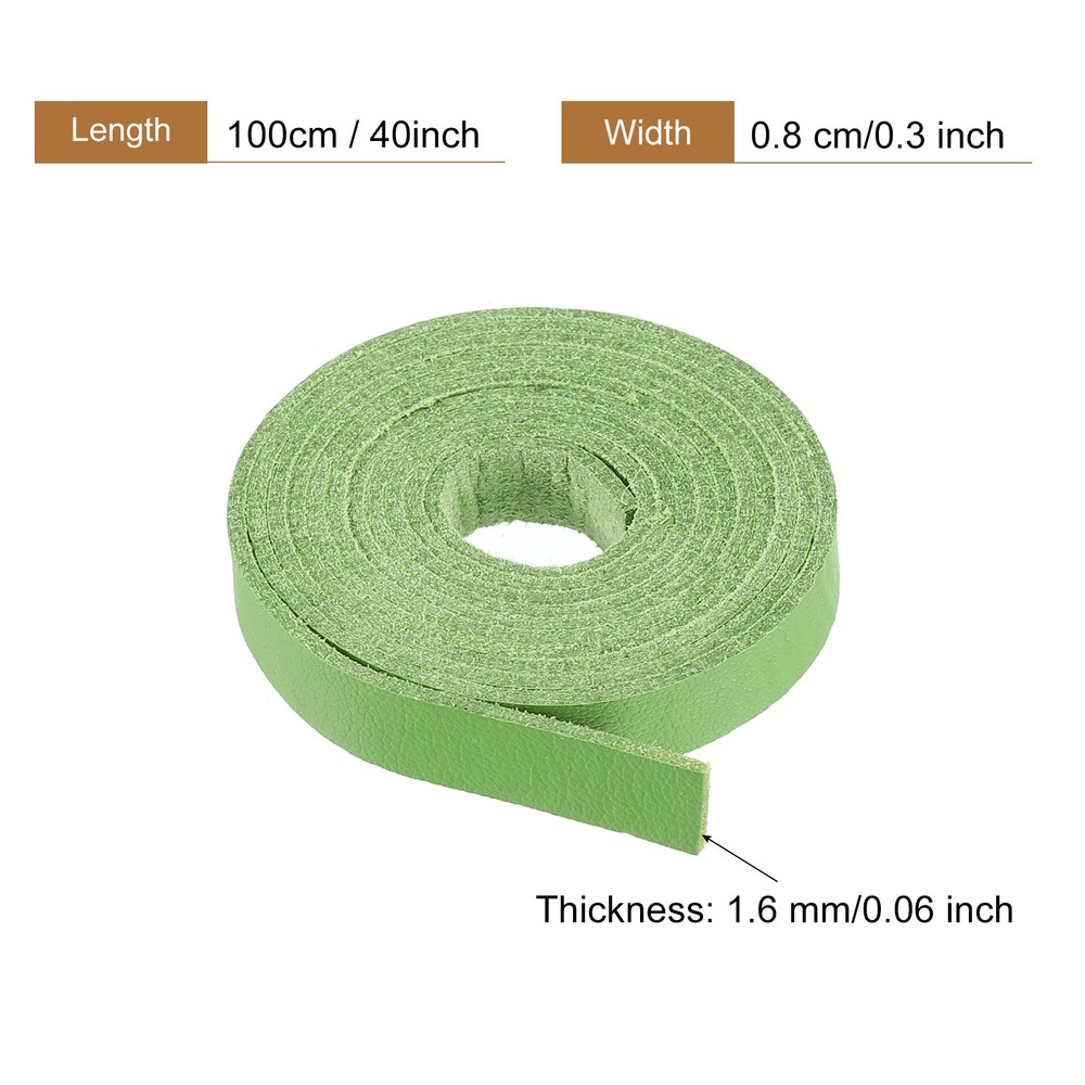 Leather straps belt strip leather stripes string 0.8cm width, green, 2pcs