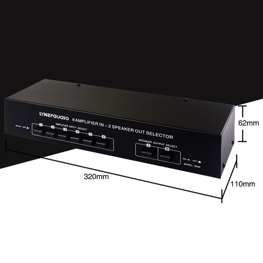 6 Amp in 2-Way Out Passive Amplifier Speaker Selector Stereo Audio Switch Box