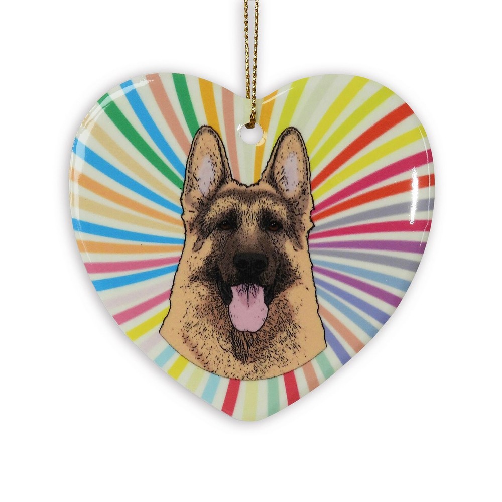 German Shepherd Heart Ornament - Ceramic