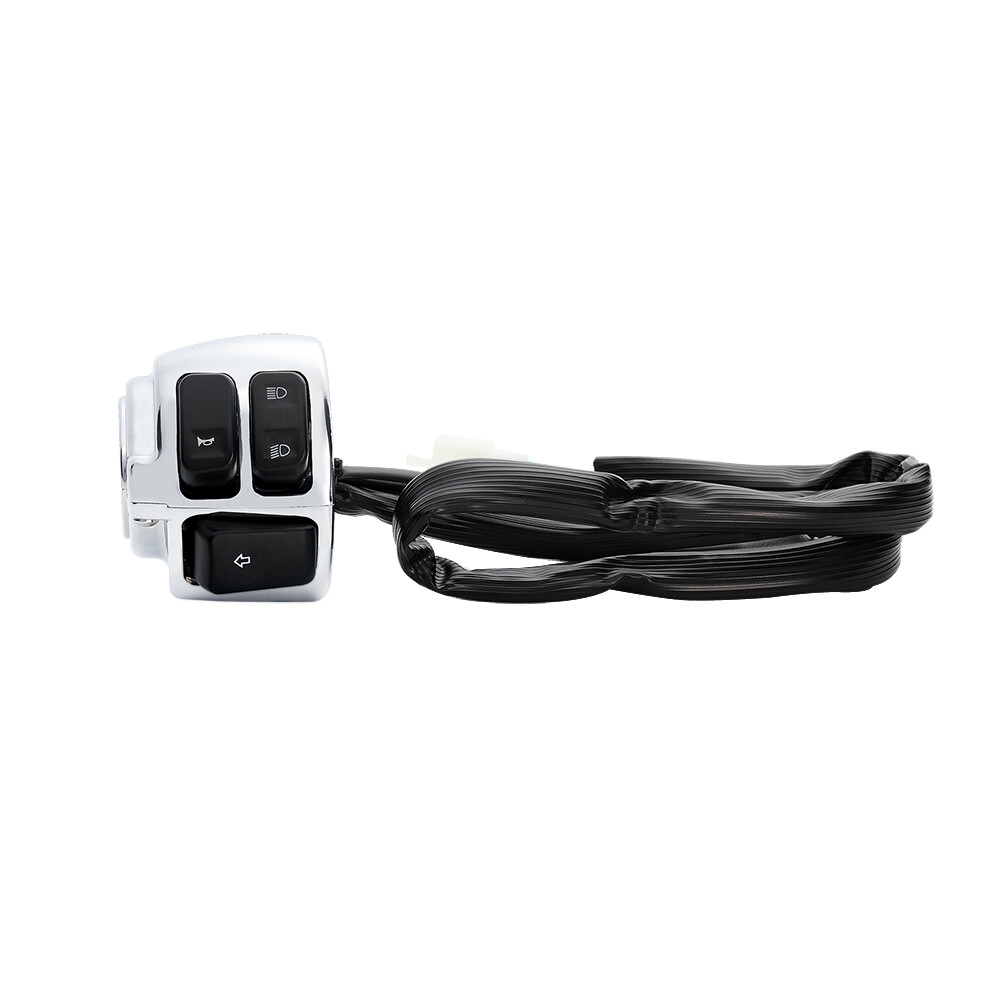 Chrome 1" Handlebar Control Switch w/ Wiring For 1996-2012 Harley Softail Dyna