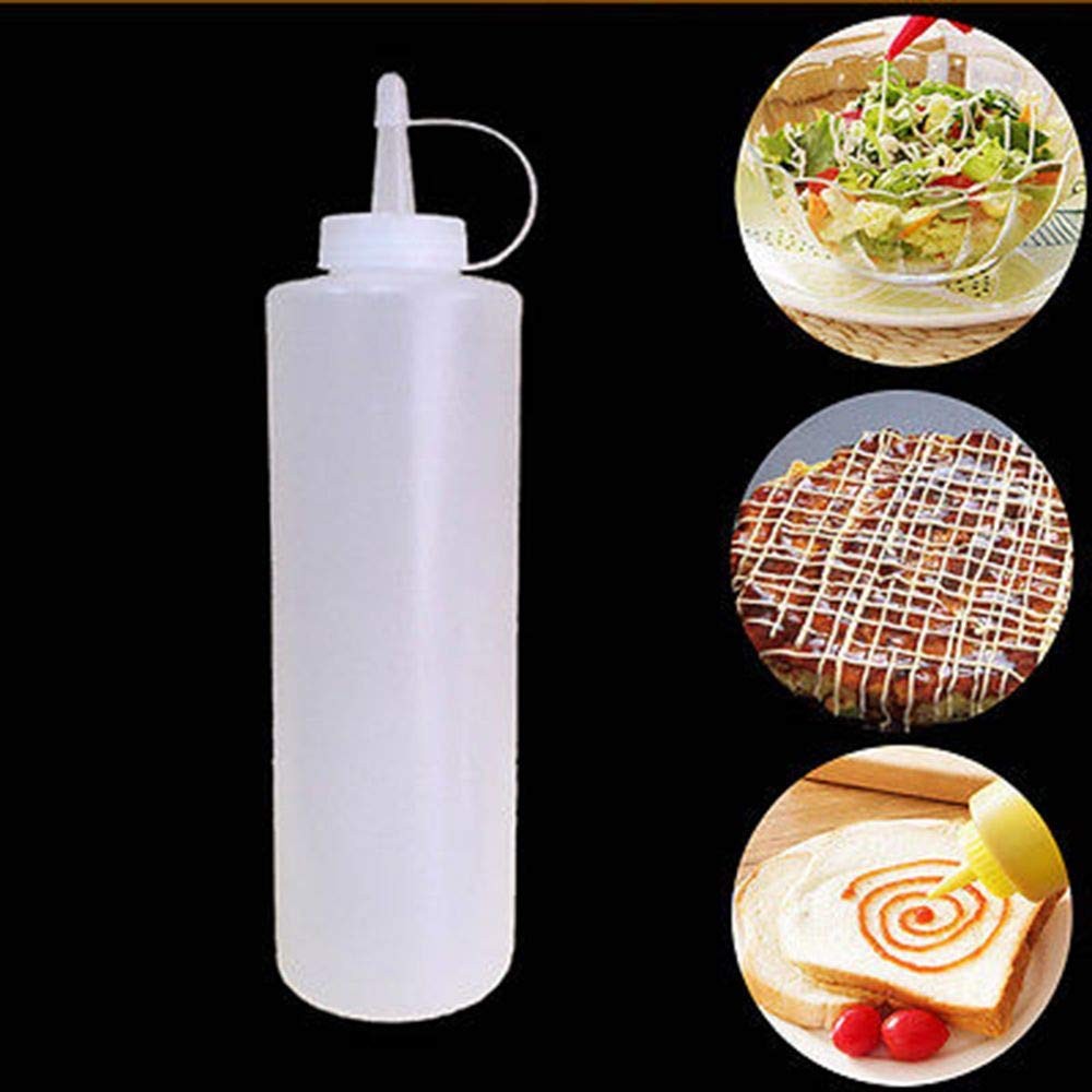 3 Pack Plastic Condiment Squeeze Bottles with Tip Caps, 32oz Large Squeeze Bo...