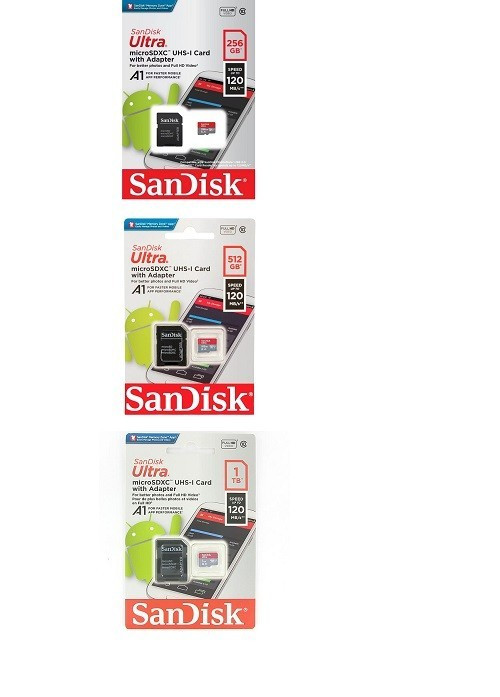 SanDisk Ultra 256GB 512GB 1TB Micro SD MicroSDXC A1 UHS-I Class 10 4K HD Card