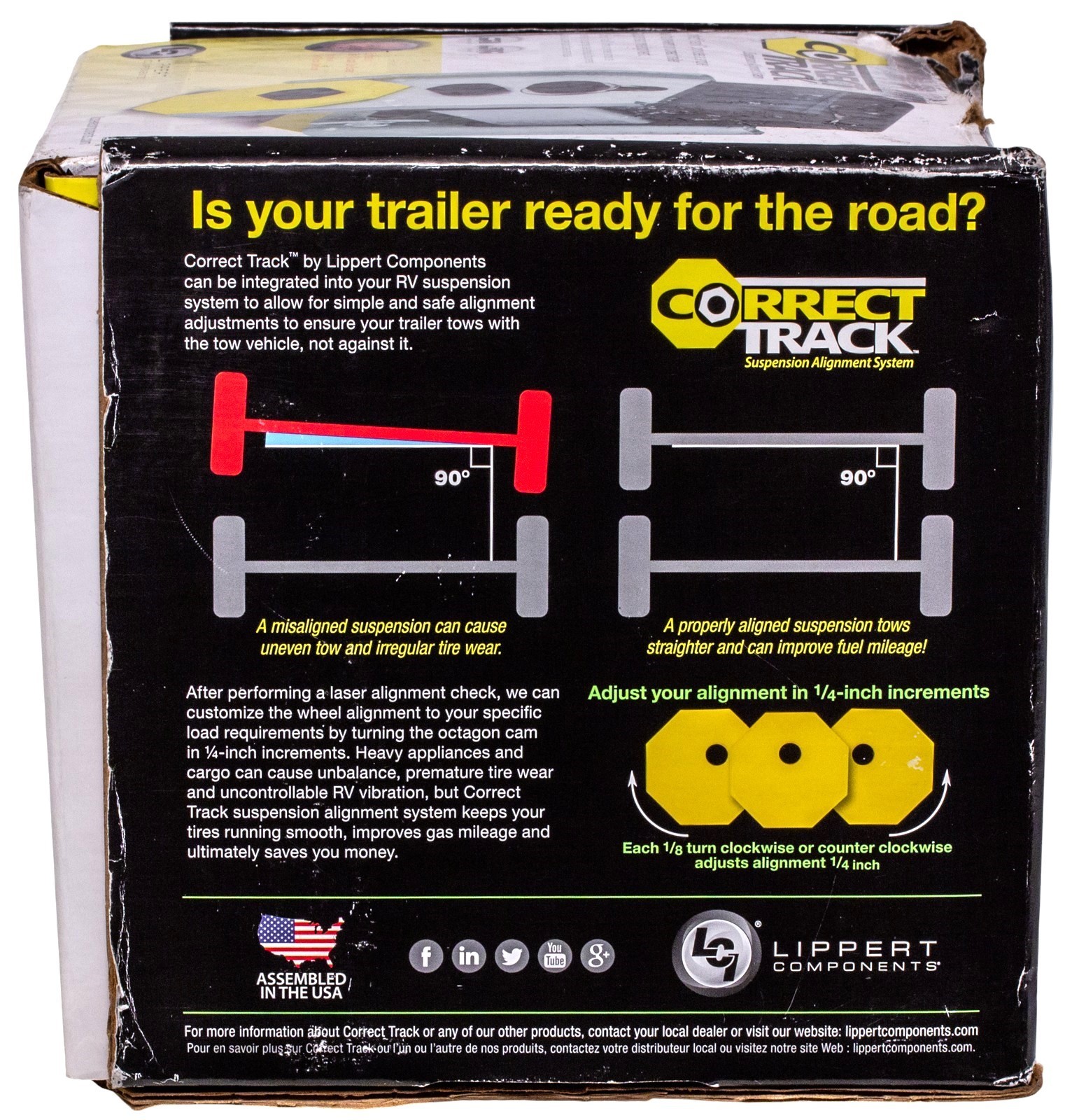 Correct Track 87220 Double Axle Alignment Kit Dual Tandem Trailer RV Camper