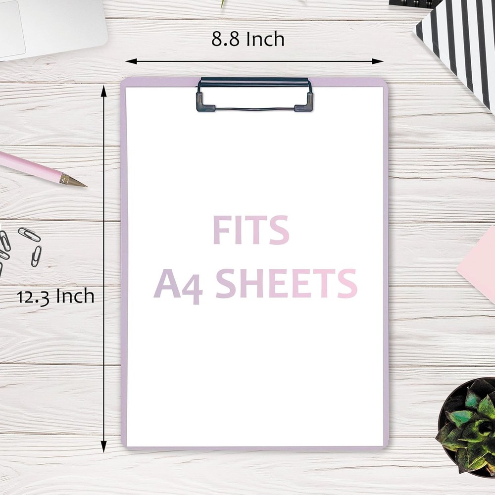 4-Pack Plastic Clipboards, Assorted Colors Clipoard with Low Profile Clip, Clip