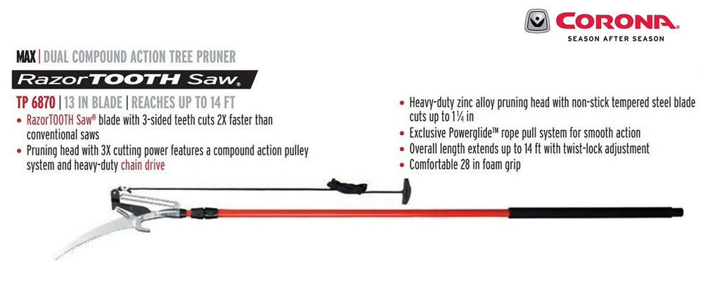 TP 6870 MAX RazorTOOTH DualCOMPOUND Action 14-ft. Tree Pruner
