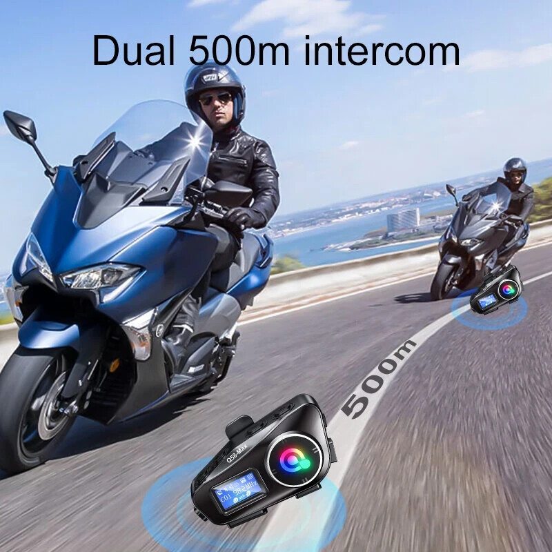 Q58MAX Motorcycle Helmet Mixing Intercom Helmet Bluetooth Headset LCD Display