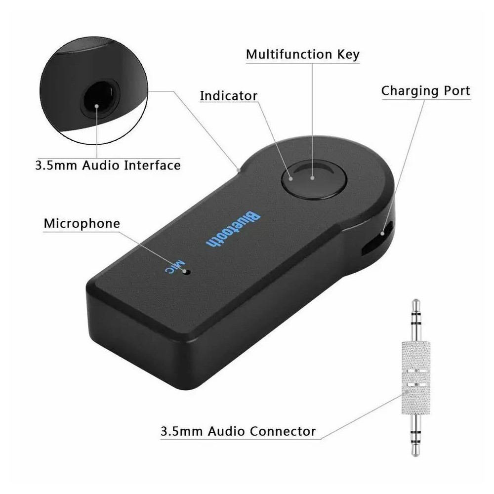 2 Pack Wireless Bluetooth Receiver 3.5mm AUX Audio Stereo Music Home Car Adapter