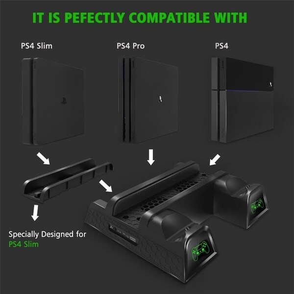 DOBE PS4/Slim, Multi-Functional Cooling Stand, Charging Dock & Game Storage