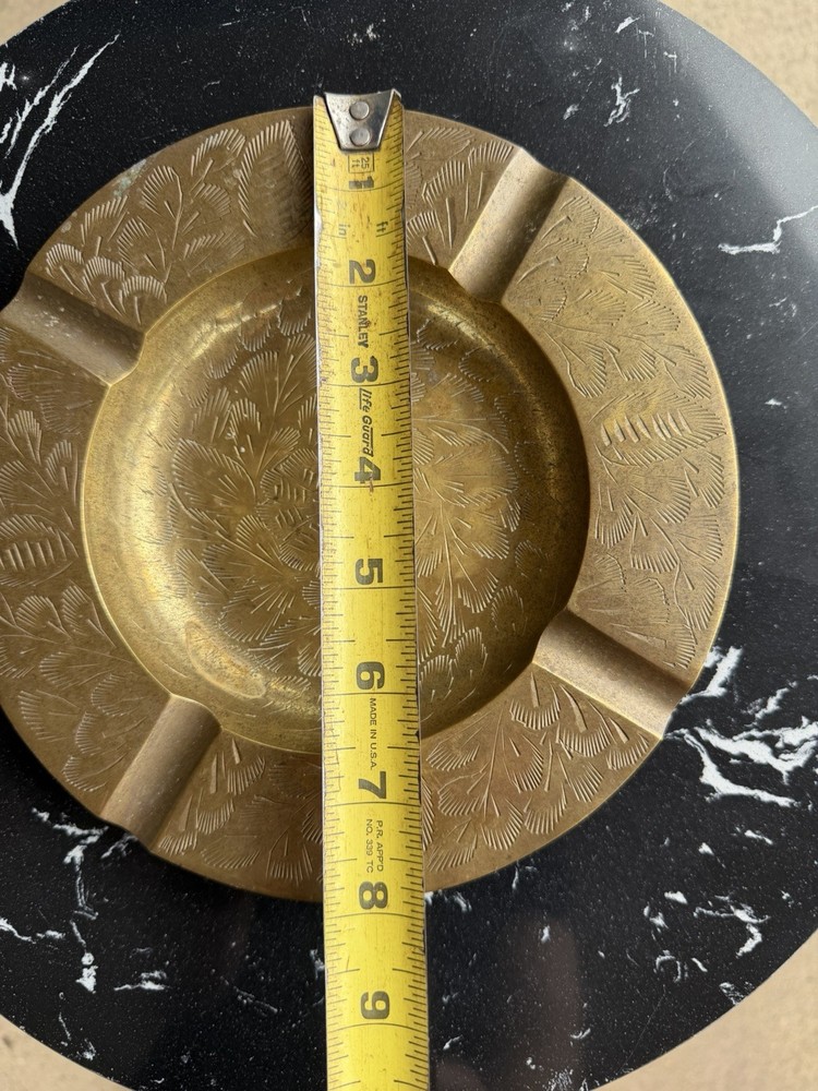 Vintage Etched Solid Brass Ashtray
