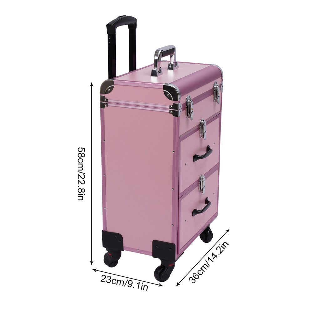 Professional Rolling Makeup Train Case Makeup Storage Organizer Cosmetic Trolley