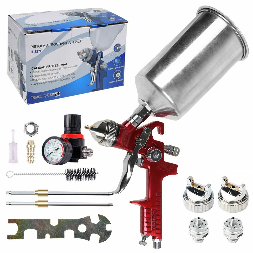 HVLP Air Paint Spray Gun Kits Gravity Feed Car Auto Primer 1.4/1.7/2.0MM Nozzles