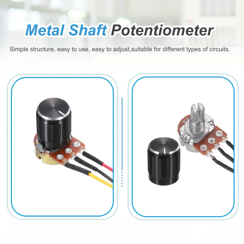 3Pcs WH-148 Potentiometer 3Pins B1K±20% Ohm Variable Resistor with 3 Knobs