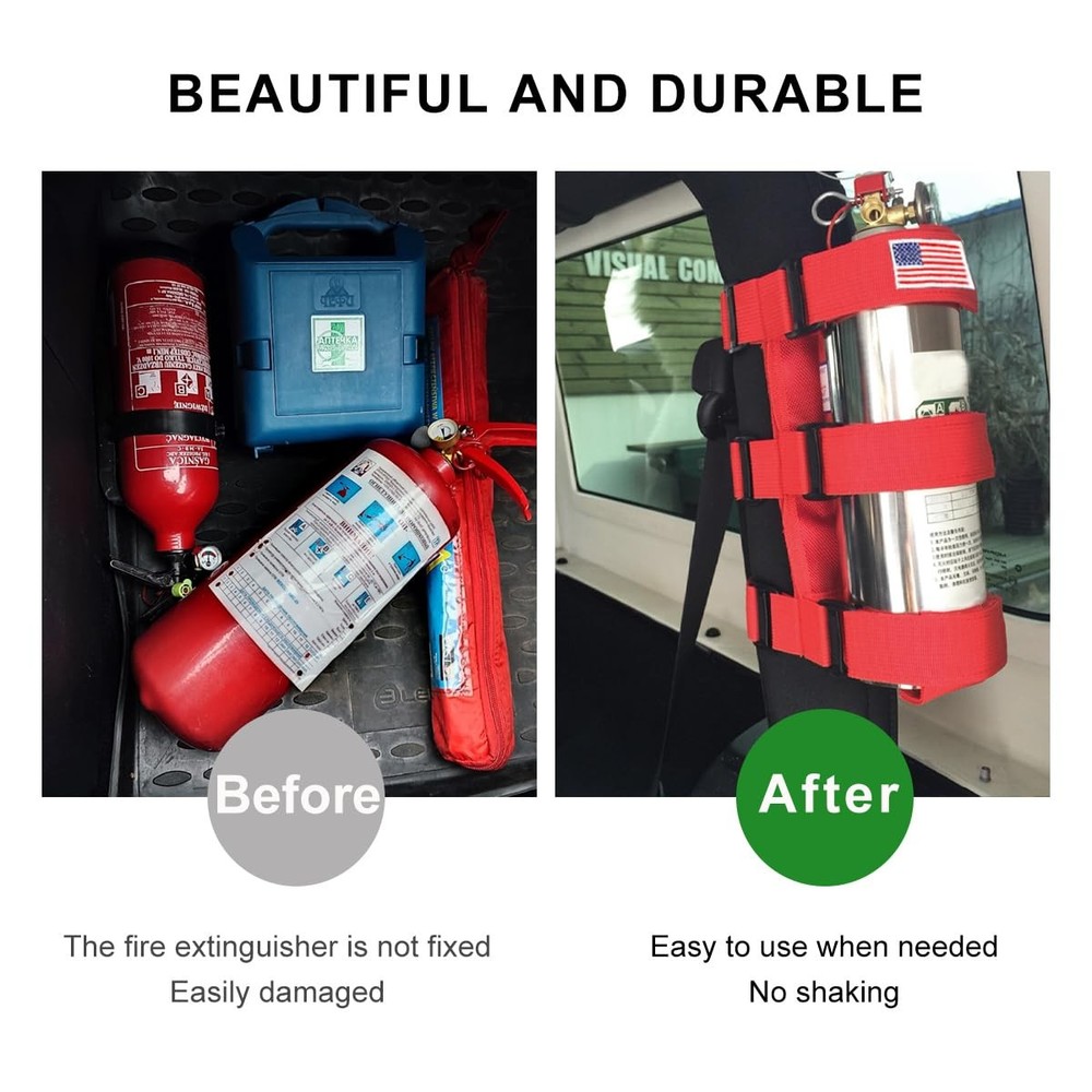 Fire Extinguisher Holder, Roll Bar Adjustable Extinguisher Strap Brackets wit...