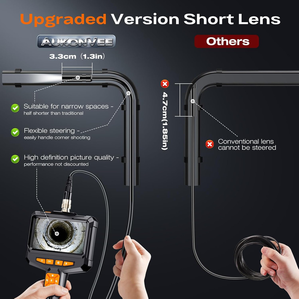 Endoscope Camera with Light, Handheld Borescope with 4.3" IPS Screen, 1080P H...