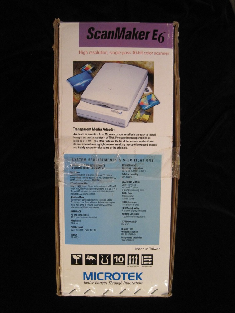 NEW Vintage Microtek Scanmaker E6 MRS-1200E6 Flatbed Scanner with Software NOS!