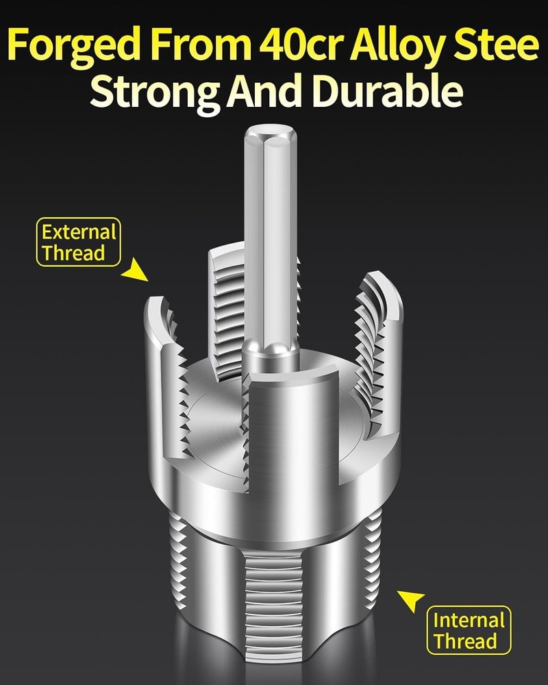 Dual-Function PVC Pipe Threader for Drill - 1/2'' & 3/4'' Compatible Tools