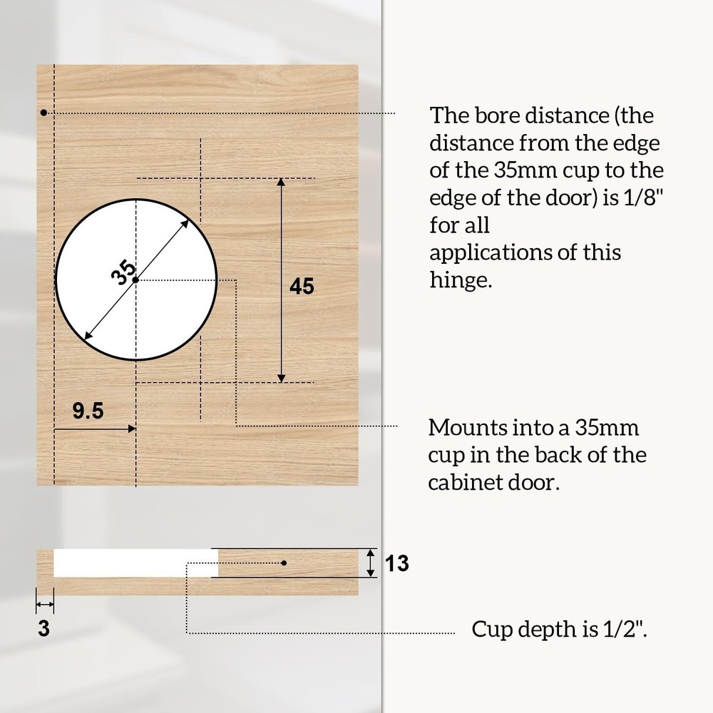 Replacement Cabinet Hinges, 110 Degrees Screw on Compact, 8 Pack